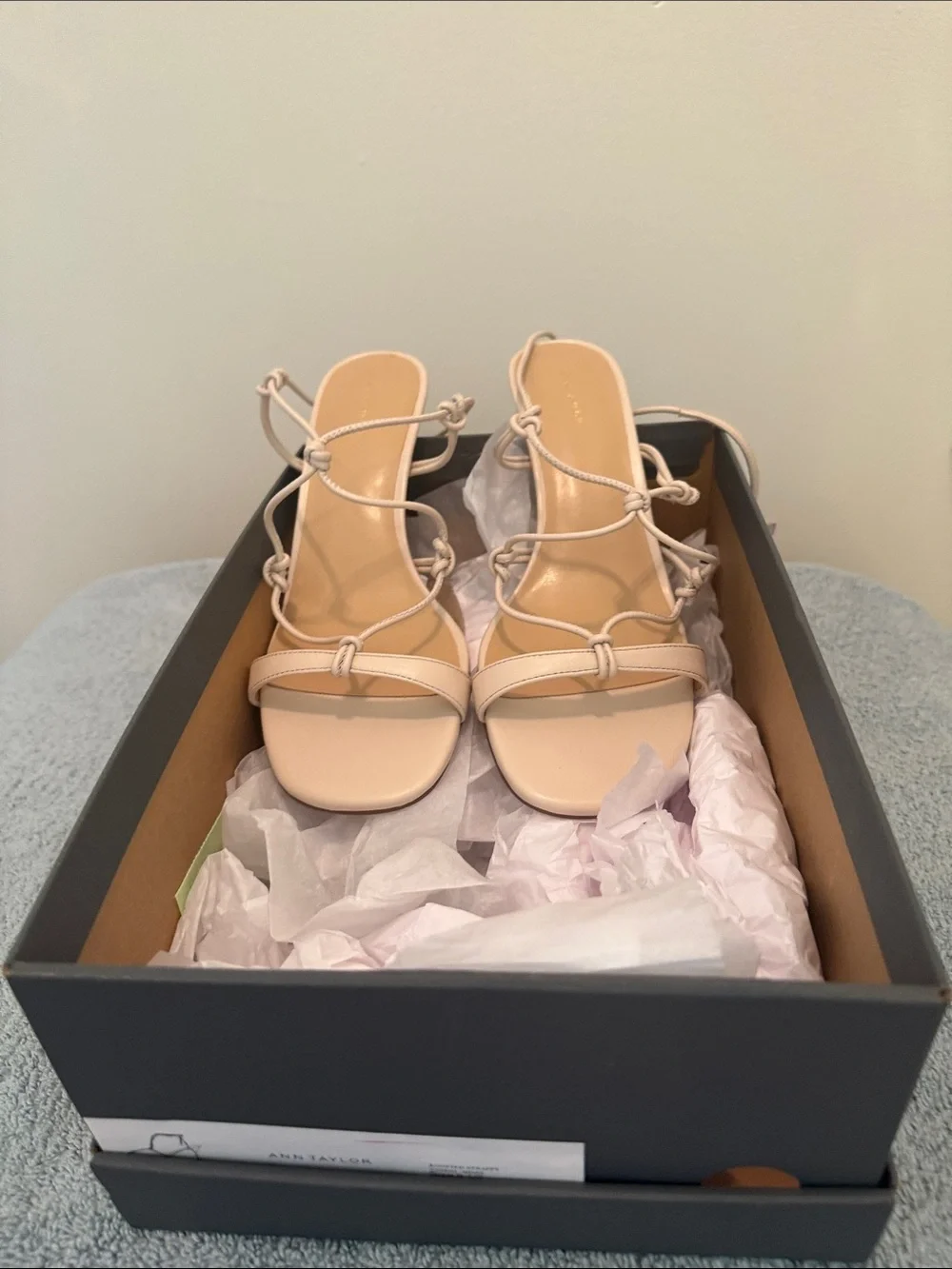 Ann Taylor Beige Lace-Up Strappy Sandals - Picture 6 of 6